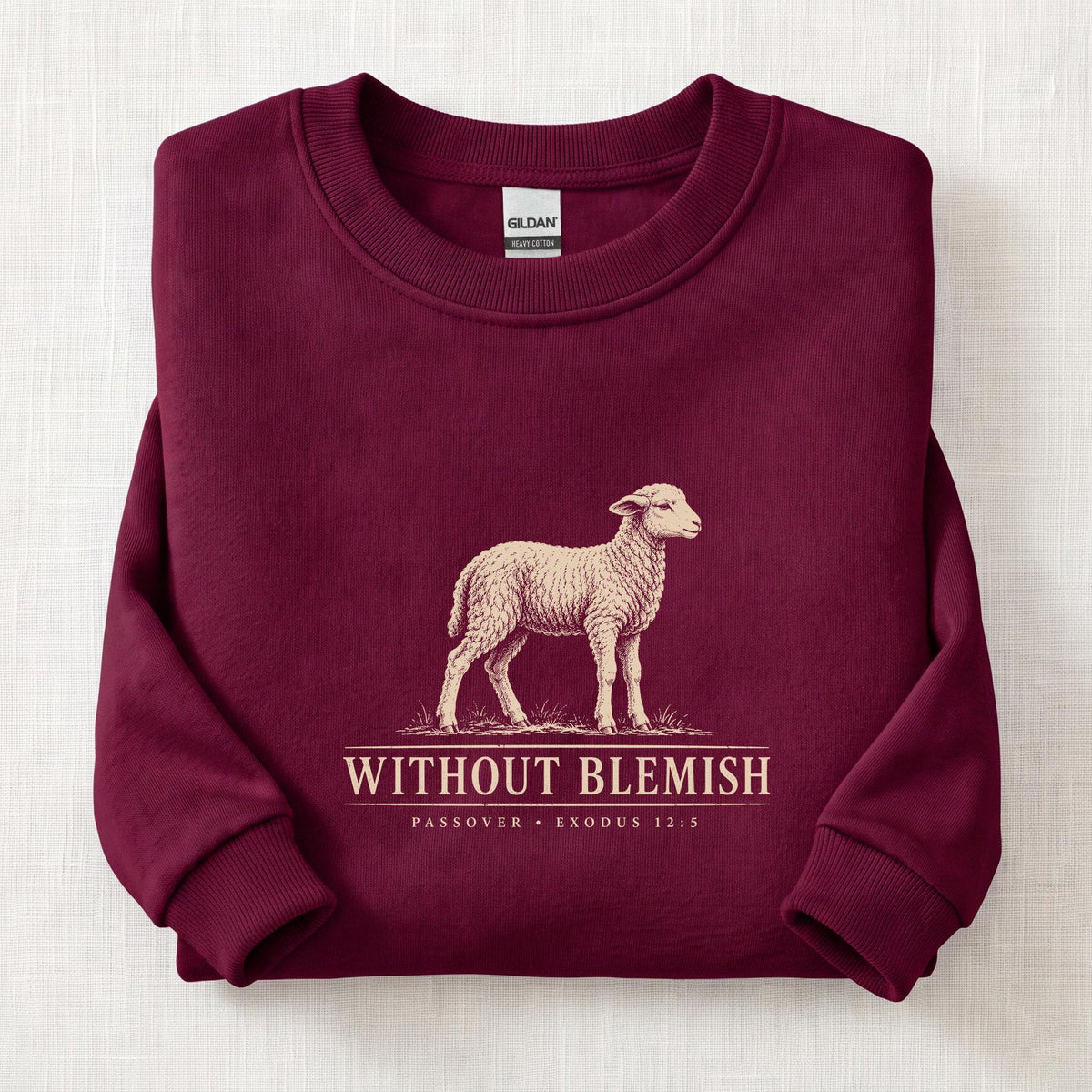 Without Blemish Passover Sweatshirt — Maroon