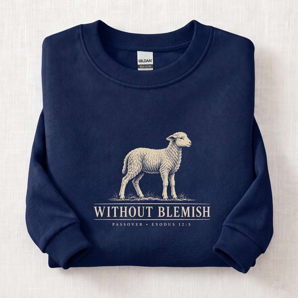 Without Blemish Passover Sweatshirt — Navy