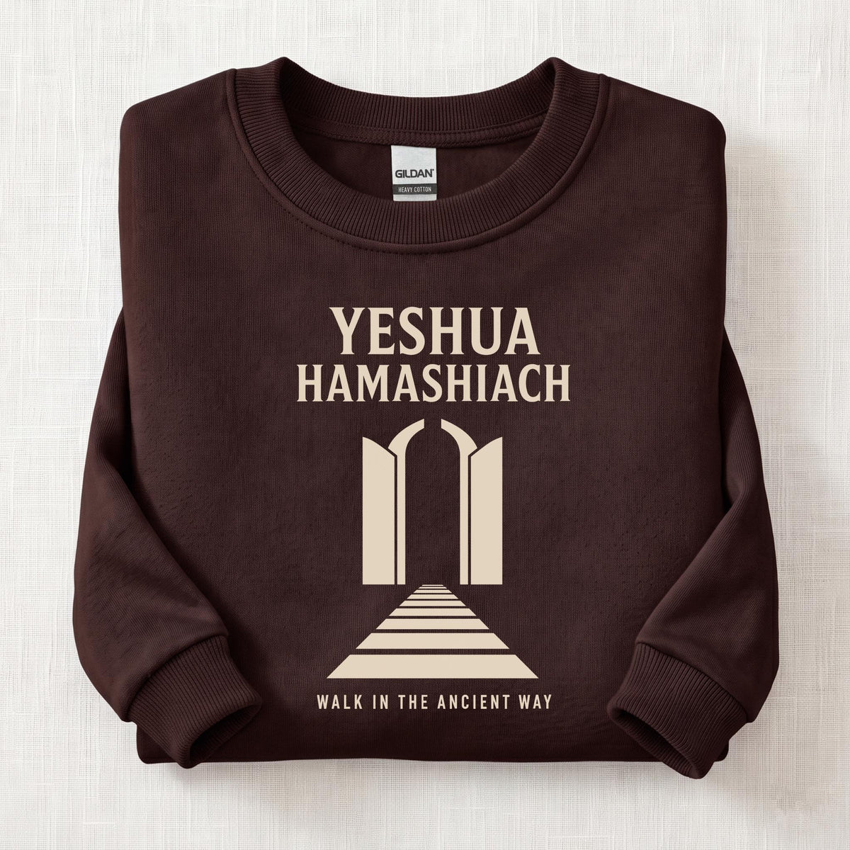Yeshua HaMashiach Ancient Way Sweatshirt — Dark Chocolate