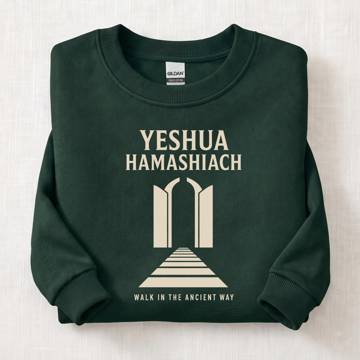 Yeshua HaMashiach Ancient Way Sweatshirt — Forest Green