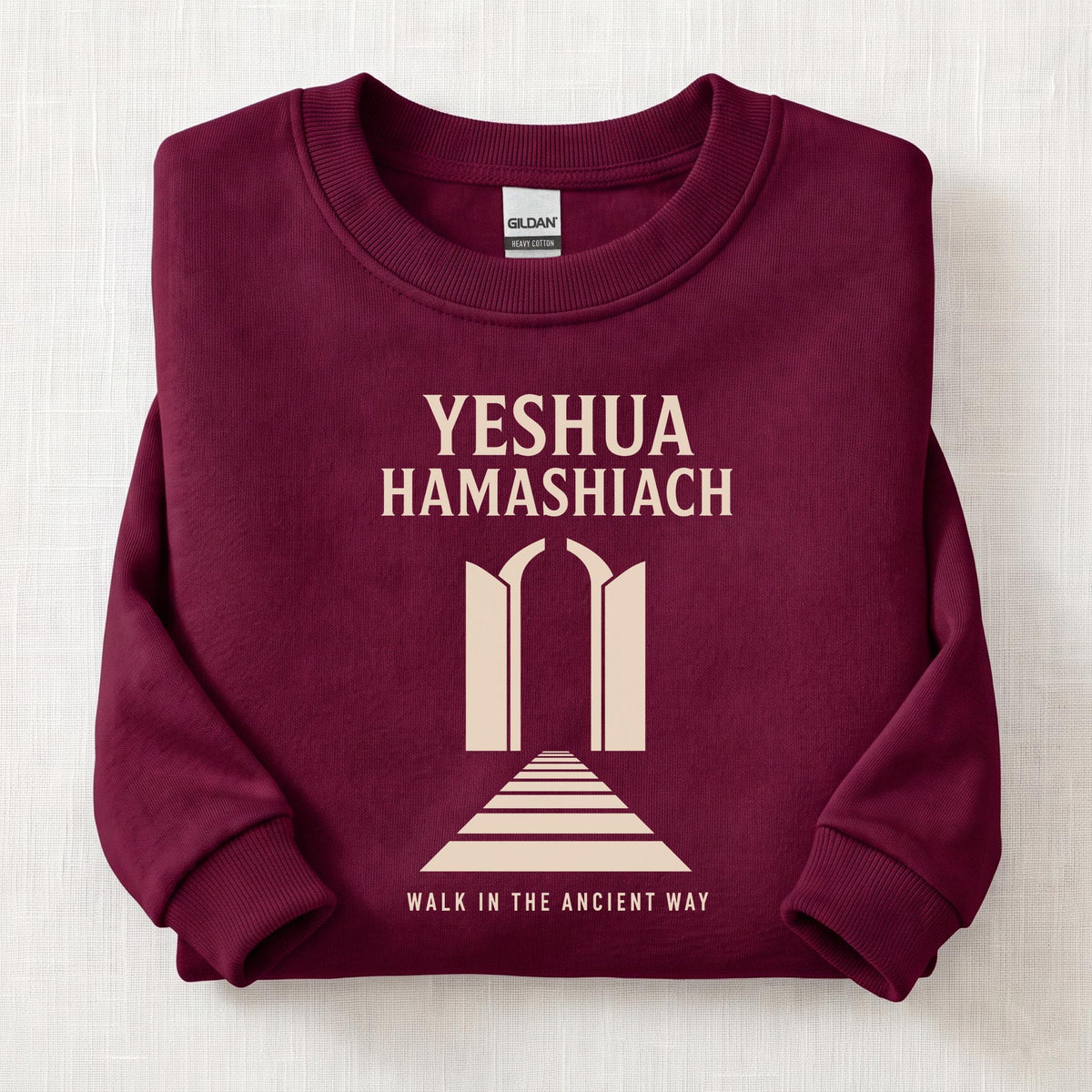 Yeshua HaMashiach Ancient Way Sweatshirt — Maroon