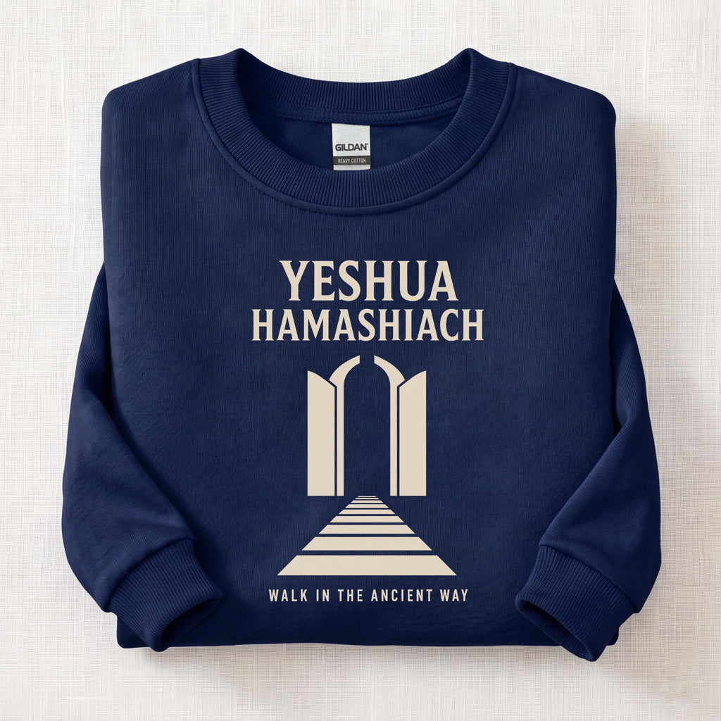 Yeshua HaMashiach Ancient Way Sweatshirt — Navy
