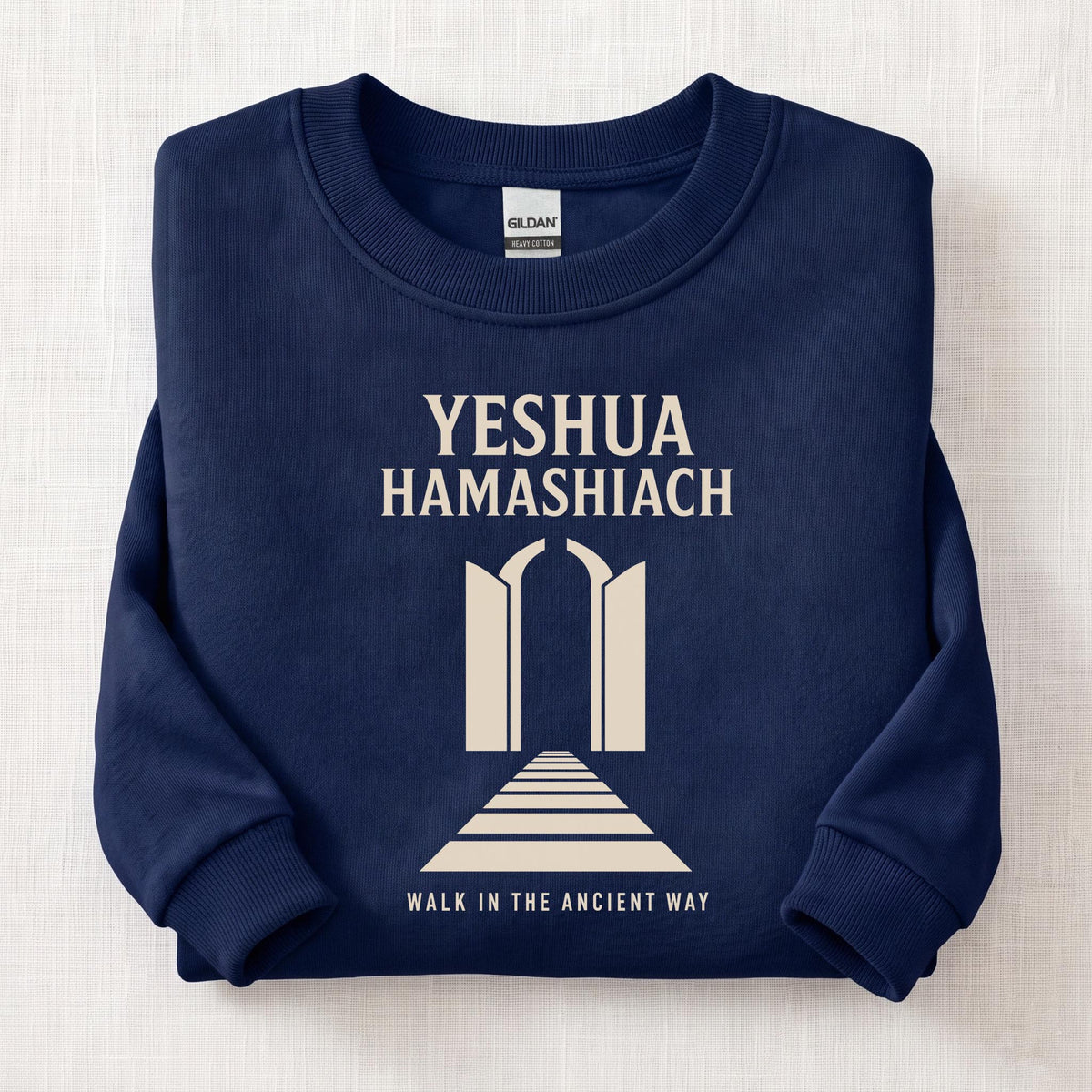 Yeshua HaMashiach Ancient Way Sweatshirt — Navy