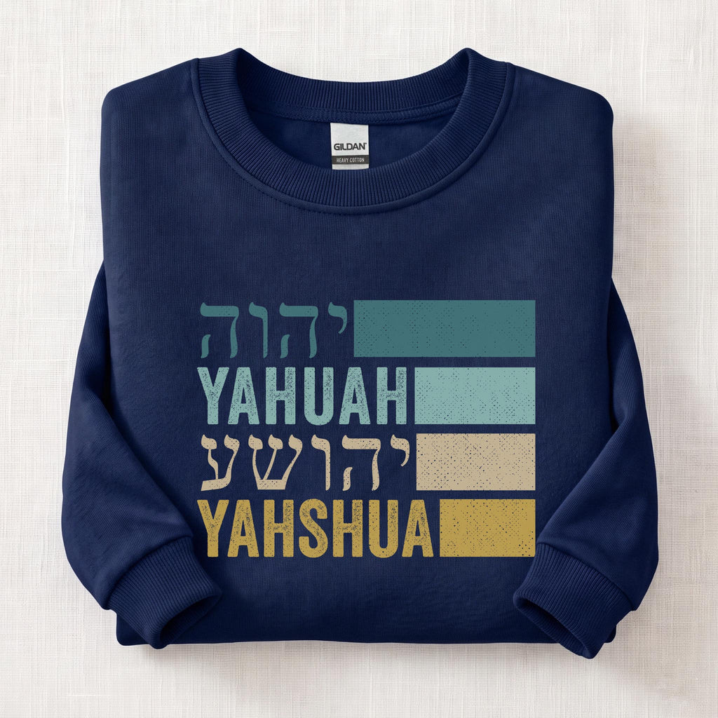 Yahuah Yahshua Names In Hebrew Sweatshirt — Navy