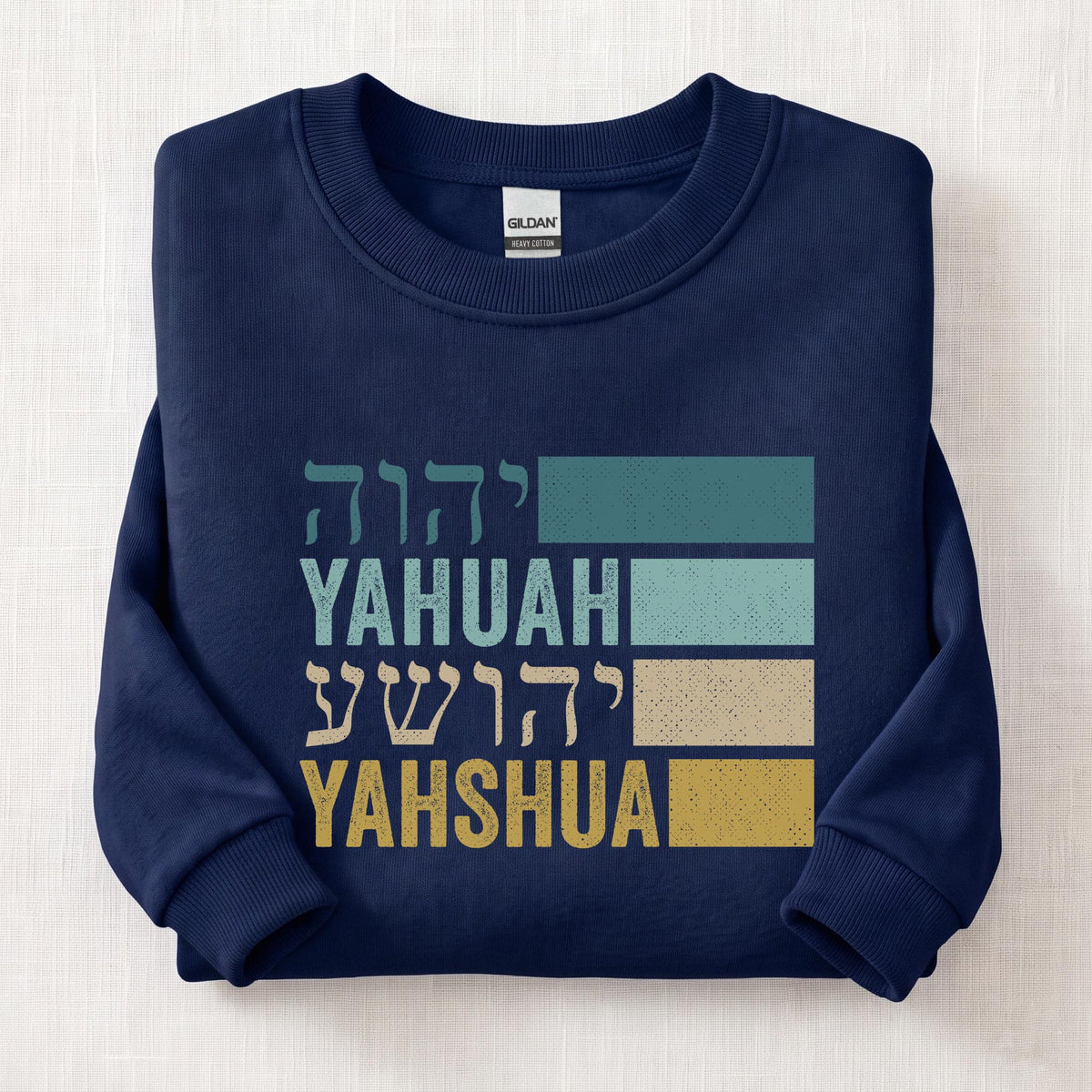 Yahuah Yahshua Names In Hebrew Sweatshirt — Navy