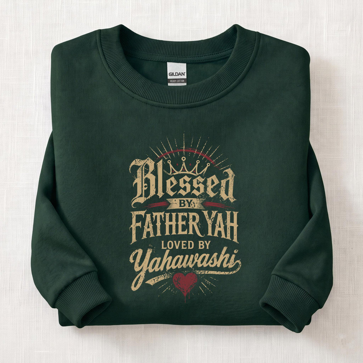 Blessed By Father Yah Sweatshirt — Forest Green