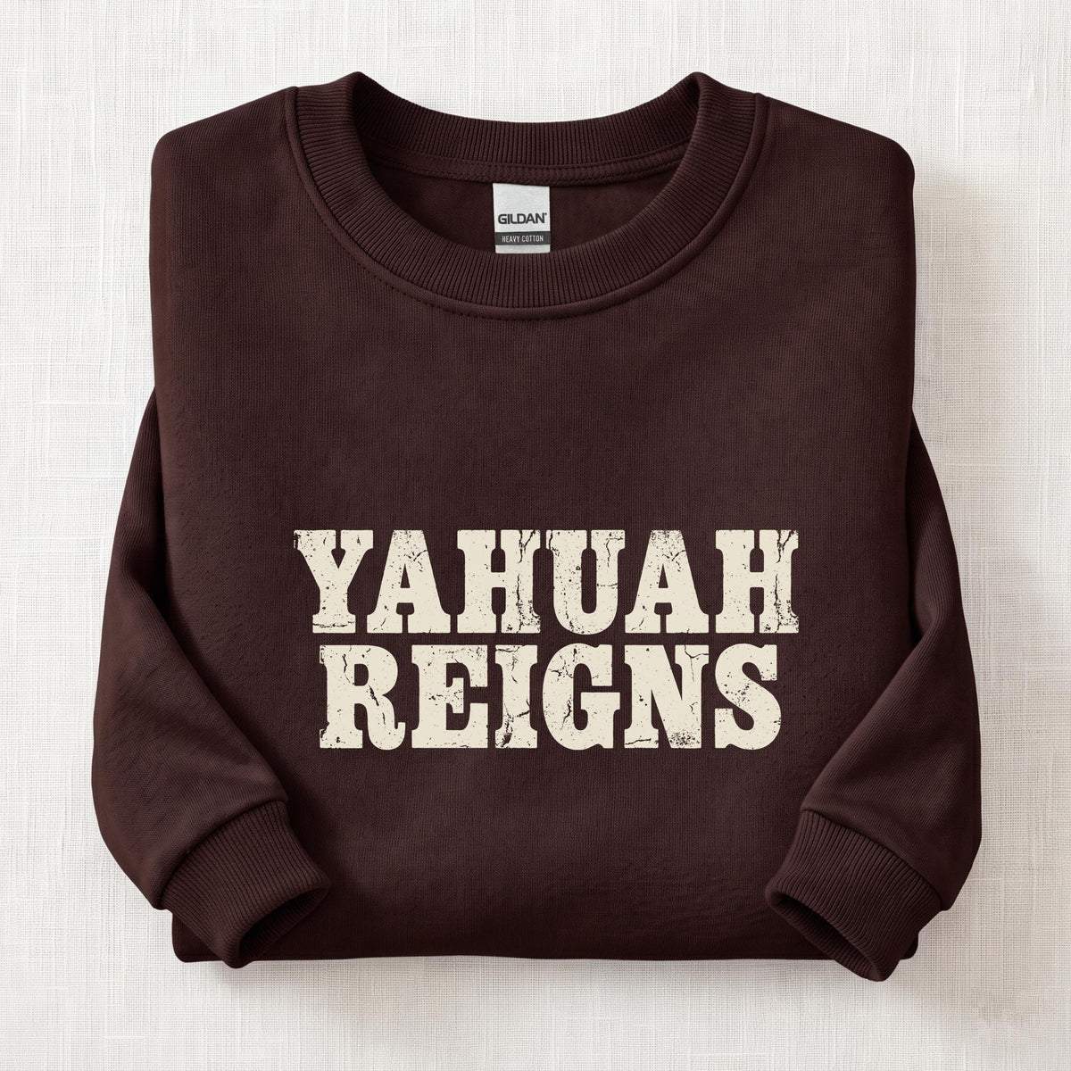 Yahuah Reigns Sweatshirt — Dark Chocolate