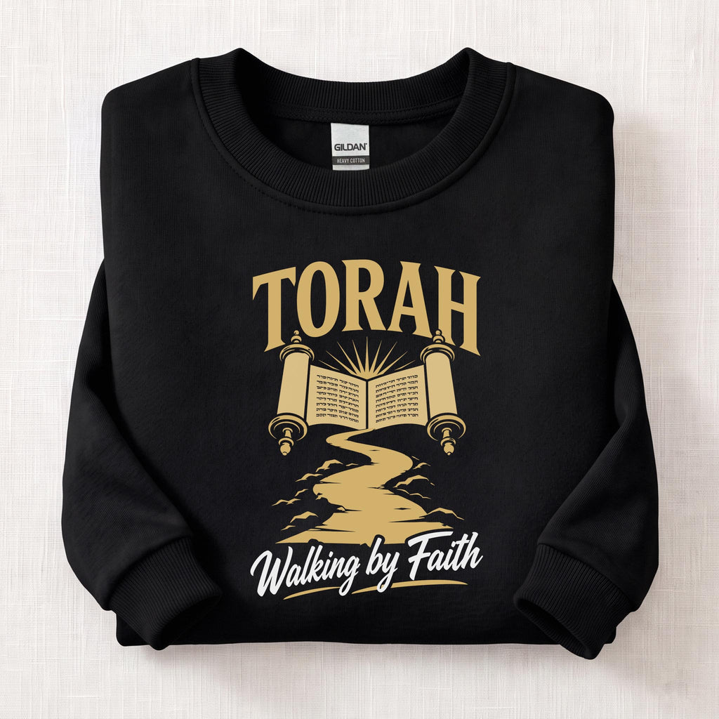 Torah Walking By Faith Sweatshirt — Black