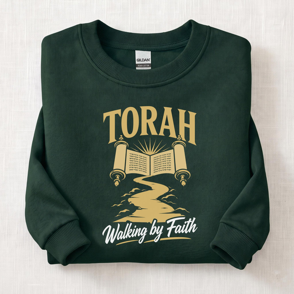Torah Walking By Faith Sweatshirt — Forest Green