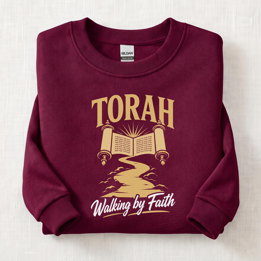 Torah Walking By Faith Sweatshirt — Maroon