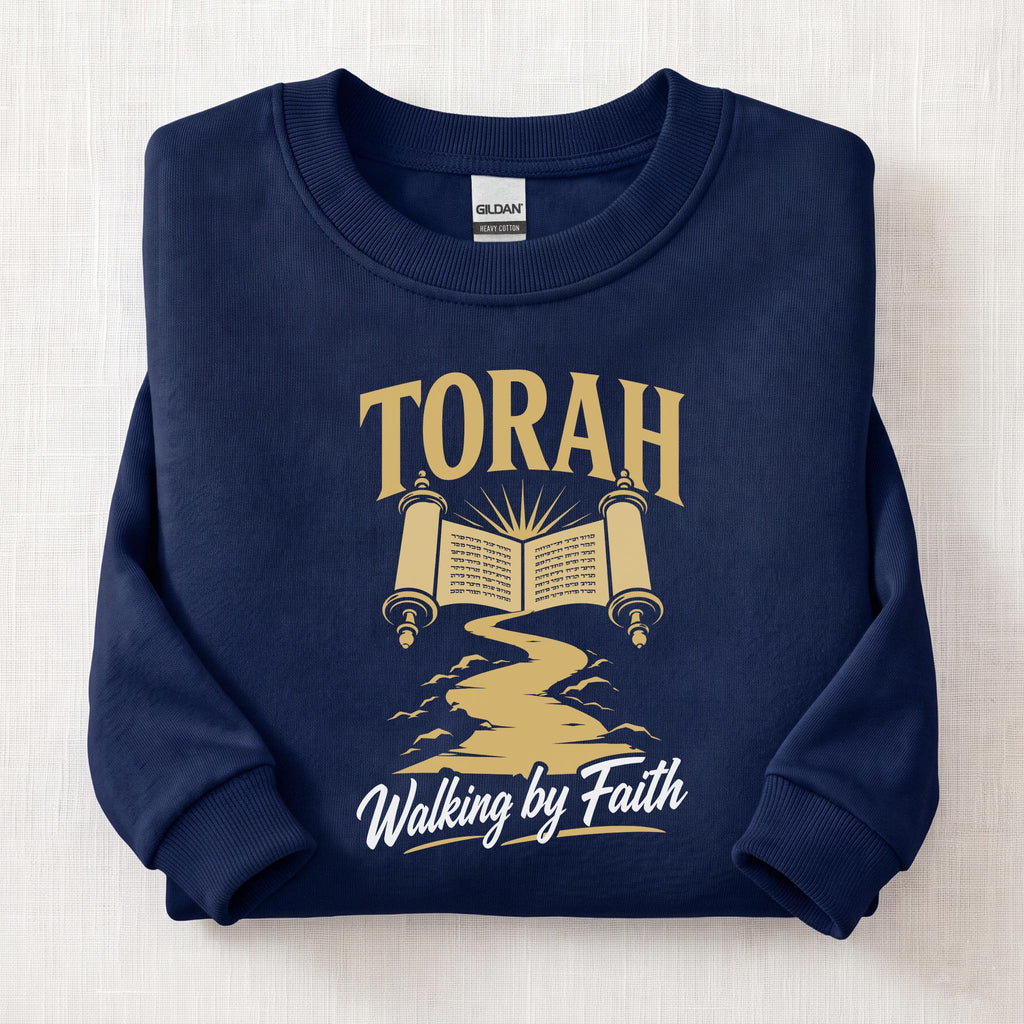Torah Walking By Faith Sweatshirt — Navy