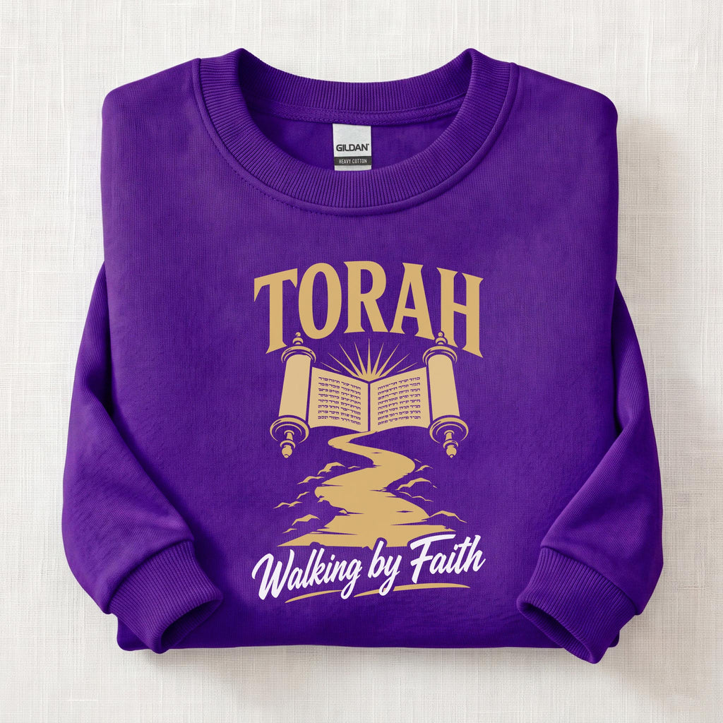 Torah Walking By Faith Sweatshirt — Purple