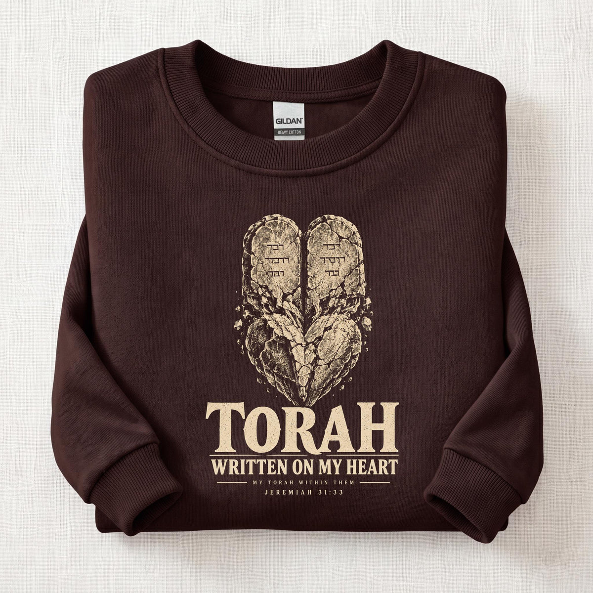 Torah Heart Sweatshirt — Dark Chocolate