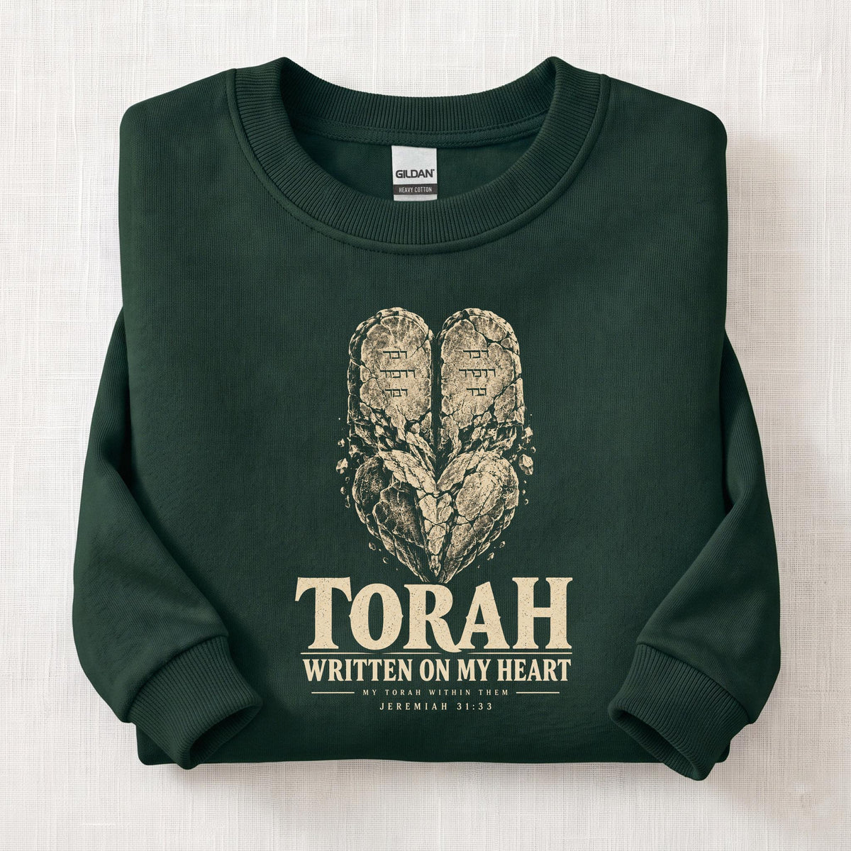 Torah Heart Sweatshirt — Forest Green