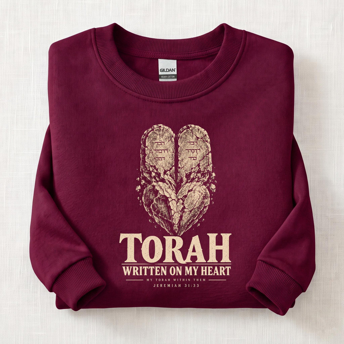 Torah Heart Sweatshirt — Maroon