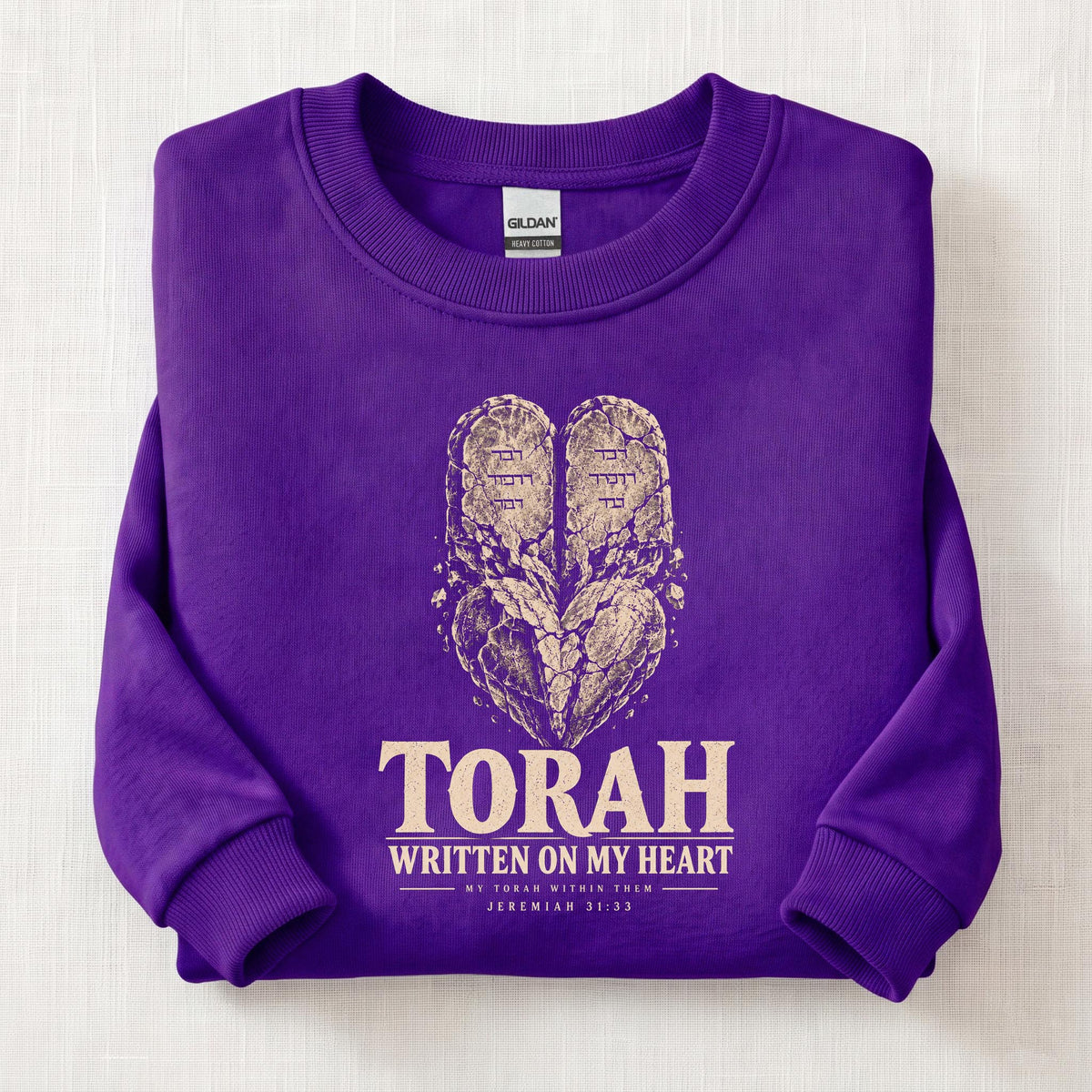Torah Heart Sweatshirt — Purple